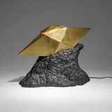 Lika Moore, Unearthed Herkimer lamp, lacquered brass with sculpted painted plaster, wax top coat