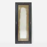 Lika Moore, Compass dressing mirror, steel with gunmetal finish, bronze, antiqued "smokey" mirrored glass