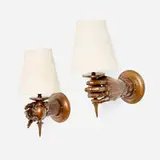Blackman Cruz Workshop, Hand sconces, pair, cast patinated bronze, plaster