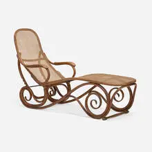 Thonet, Chaise lounge, c. 1888, cane, beech