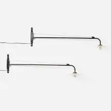 Swing lamps, set of two by Jean Prouvé, patinated steel, glass, sold Jan 2026