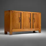 Jean Touret, Cabinet, c. 1958, solid oak, wrought iron