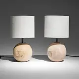 Blackman Cruz Workshop, Quercus lamps, pair, white oak with lime wash, brass, linen