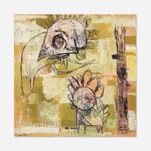 Jesse Reno, Bones Tangled in Wires, 2005, acrylic, chalk and graphite on panel