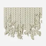 Scott Campbell, Large Flame, c. 2013, laser cut uncirculated US currency sheets, cardboard