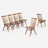 George Nakashima, New chairs, set of six, 1968/69, American black walnut, hickory