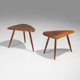 George Nakashima, Wepman occasional tables, set of two, 1955, 1960, American black walnut