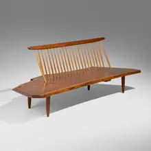 George Nakashima, Conoid bench, 1967, American black walnut, hickory