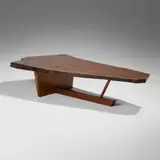 Rare Minguren II coffee table by George Nakashima, 1974, Turkish walnut, American black walnut, sold May 2026
