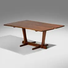 George Nakashima, Special-order Conoid dining table, 1971, American black walnut, East Indian laurel