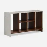 Rare file rack from the Administrative Buildings, Chandigarh by Pierre Jeanneret, c. 1957, teak, zinc, sold May 2026