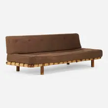 T. H. Robsjohn-Gibbings, Sofa, model 1711, c. 1950, upholstery, mahogany, canvas webbing