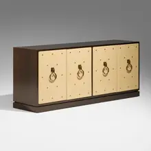 Tommi Parzinger, Cabinet, c. 1960, mahogany, lacquered wood, brass