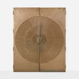 Billy Joe McCarroll and David Gillespe, Heroic Sunburst doors, pair, c. 1971, cast bronze resin over wood, cast bronze resin, painted wood, lacquered aluminum