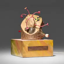 Garry Knox Bennett, Procreation the Aftermath, 2012, wood, laminate, brass, enameled metal, glass eyes, shell, painted wood
