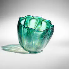 Teal Blue Seaform Persian Basket by Dale Chihuly, 1997, hand-blown glass, sold Apr 2026