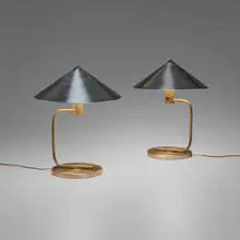 Walter von Nessen, Table lamps, pair, c. 1938, aluminum