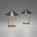 Walter von Nessen, Table lamps, pair, c. 1938, aluminum