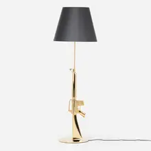 Philippe Starck, Golden Gun floor lamp, 2005, gilt aluminum with polymer coating, gilt steel, paper shade