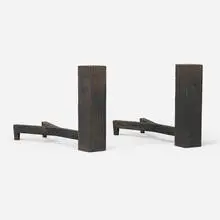 Maria Bergson, Custom andirons from the Morris & Gwendolyn Cafritz Foundation, Washington, D.C., pair, c. 1965, patinated cast iron