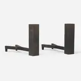 Maria Bergson, Custom andirons from the Morris & Gwendolyn Cafritz Foundation, Washington, D.C., pair, c. 1965, patinated cast iron