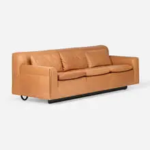 Otto Zapf, Sofa, 1983, leather upholstery, lacquered wood, enameled steel