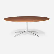 Florence Knoll, Dining table, walnut, chrome-plated steel