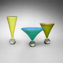Biro pots, set of three by Laura de Santillana, 1984, hand-blown glass, sold May 2026