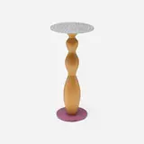 Marco Zanuso Jr., Cleopatra occasional table, 1987, stainless steel, laminated maple, enameled brass