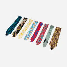 Ettore Sottsass, Collection of eight ties, c. 1984, screen-printed silk