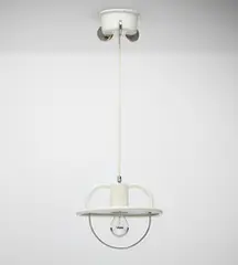 Matteo Thun, Santa Monica ceiling lamp, 1983, glazed porcelain, chrome-plated brass
