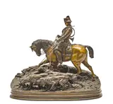 Pierre-Jules Mêne, Valet de Chasse Louis XV et sa harde, patinated bronze