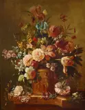 A floral still life by Dutch School, oil on panel, sold Mar 2018