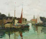 Anthony Thieme, Holland Harbor Scene, oil on canvas