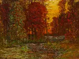 John Joseph Enneking, Sunset with River, oil on canvas