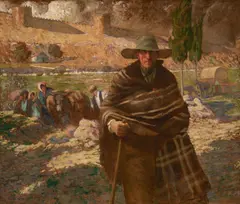 Robert Camille Quesnel, A rustic landscape with a figure in the foreground, oil on canvas