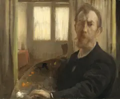 Dänisch, um 1910, Künstlerselbstbildnis, Öl auf Leinwand. Doubliert