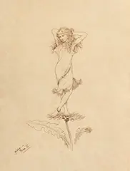 Fidus, Polka I - IV“ (4 Blatt), 1894, Jeweils Feder in Braun auf Papier