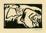 Karl Schmidt-Rottluff, Blumenpflückende Frauen, 1911, Holzschnitt auf Papier