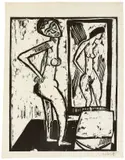 Karl Schmidt-Rottluff, Mädchen vor dem Spiegel, 1914, Holzschnitt auf Bütten