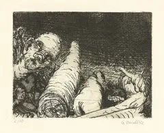 Ohne Titel by Georg Baselitz, 1964, Radierung, Vernis mou und Kaltnadel auf Velin, sold Dec 2017
