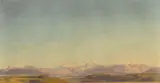 Deutsch, um 1850, Blick auf die Berggipfel Hirschberg, Guffert und Juifen von der Gegend bei Dietramszell, Öl auf Papier, auf Karton aufgezogen
