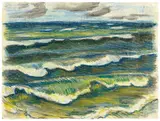 Max Pechstein, Brandung, 1941, Farbige Ölkreiden auf Papier (aus einem Skizzenblock)
