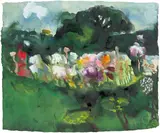 Klaus Fußmann, Blumen im Garten (Gelting), 1994, Aquarell auf handgeschöpftem Papier