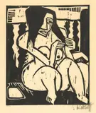 Frau mit aufgelöstem Haar by Karl Schmidt-Rottluff, 1913, Holzschnitt auf Bütten (Wasserzeichen: PERFECTA), sold Jun 2018