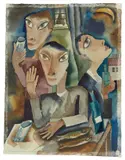 Max Burchartz, Trinker mit Fischen, 1919, Aquarell auf Bütten