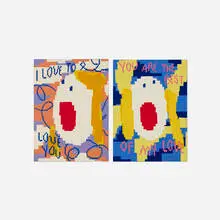 You Are the Best of My Love - I Love to Love You (diptych) by Maja Djordjevic, 2019, oil and enamel on canvas, sold Dec 2025
