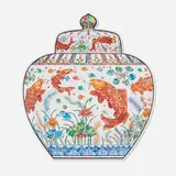 Lidded Jar with Design of a Lotus Pond by Takashi Murakami, 2023, offset lithograph in colors, sold Dec 2025