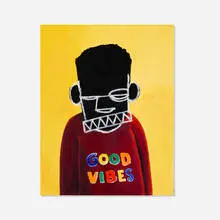 Good Vibes by Brian Dovie Golden, 2022, acrylic on canvas, sold Oct 2025