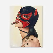 Brian M. Viveros, Wrestle-Her, 2010, acrylic on panel